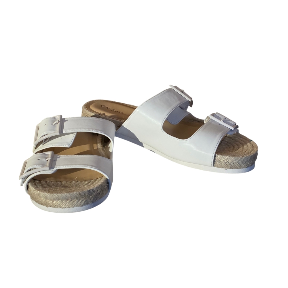 On 34th White Espadrille Slides